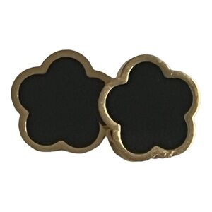 18k Gold Plated Black Clover Studs